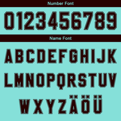 Benutzerdefinierter Cyan Dunkelbraun Farbverlauf Basketball Jersey Uniform Anzug gedruckt Ihr Logo Name Nummer