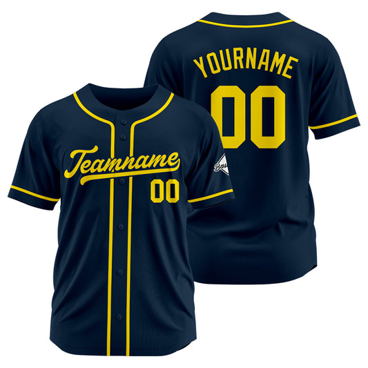 Benutzerdefinierte Authentisch Baseball-Trikot Marine-Gelb