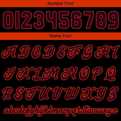 Benutzerdefinierte Verlauf Varsity-Jacke. Letterman-Jacke Marronmaroon Schwarz Orange