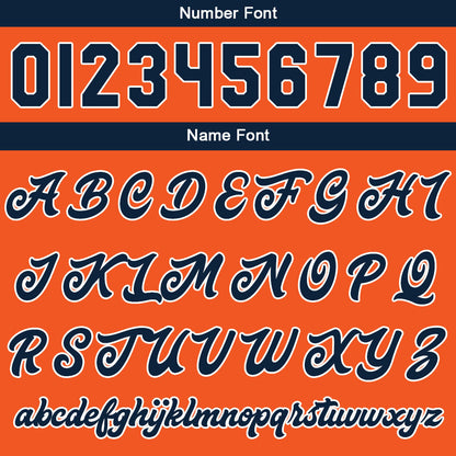 Benutzerdefinierte Verlauf Varsity-Jacke. Letterman-Jacke Marine Orange