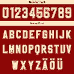 Benutzerdefinierter Rot Beige Farbverlauf Basketball Jersey Uniform Anzug gedruckt Ihr Logo Name Nummer