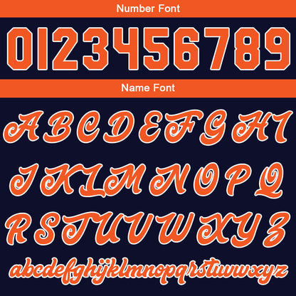 Benutzerdefinierte Verlauf Varsity-Jacke. Letterman-Jacke Marine Orange