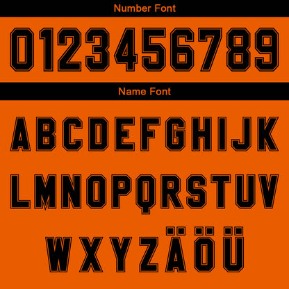 Benutzerdefinierter Orange Schwarz Farbverlauf Basketball Jersey Uniform Anzug gedruckt Ihr Logo Name Nummer