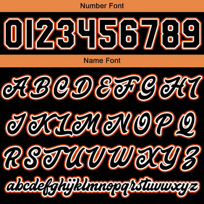 Maßgeschneiderte Schwarz Orange Letterman Varsity Jacket Individuelle Stickerei Druck nach Ihrem Wunsch