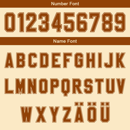 Benutzerdefinierter Beige Braun Farbverlauf Basketball Jersey Uniform Anzug gedruckt Ihr Logo Name Nummer