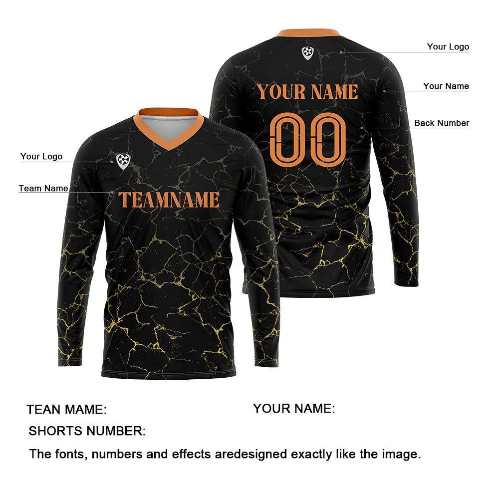 Kundenspezifisches Schwarz Orange Basketball Fußball Schießen langes T-Shirt für Erwachsene und Kinder