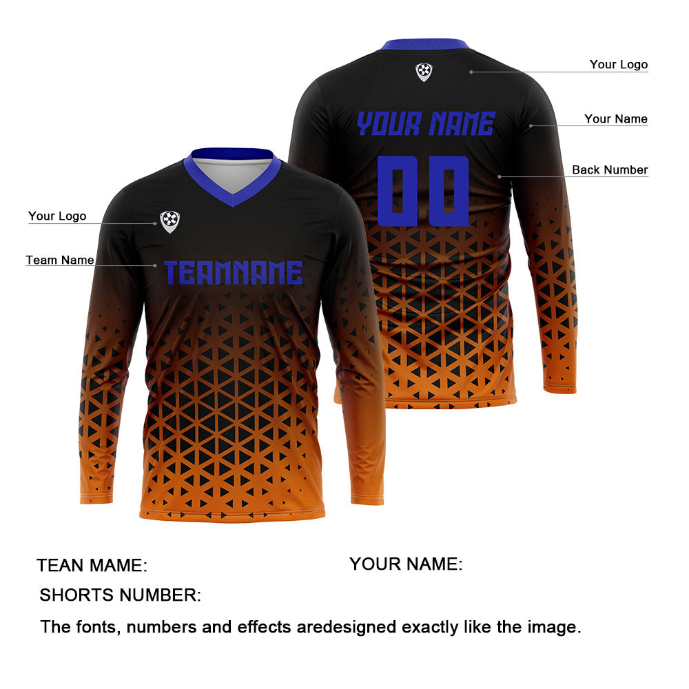 Kundenspezifisches Orange Blue Basketball Fußball Schießen langes T-Shirt für Erwachsene und Kinder