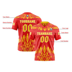Benutzerdefinierte Rot Gelb Reversibel Fußball Trikot Personalisierte Gradient Fußball Shirts für Männer gedruckt Team Name Nummer Logo