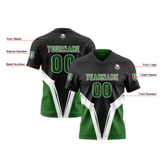 Benutzerdefinierte Schwarz Grün Reversibel Fußball Trikot Personalisierte Gradient Fußball Shirts für Männer gedruckt Team Name Nummer Logo