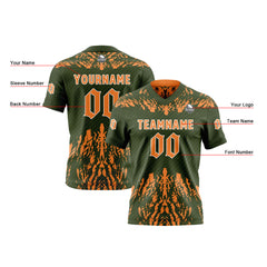 Benutzerdefinierte Olivengrün Orange Reversibel Fußball Trikot Personalisierte Gradient Fußball Shirts für Männer gedruckt Team Name Nummer Logo