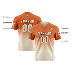 Benutzerdefinierte Orange Creme Reversibel Fußball Trikot Personalisierte Gradient Fußball Shirts für Männer gedruckt Team Name Nummer Logo