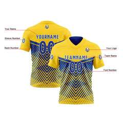 Benutzerdefinierte Gelb Blau Reversibel Fußball Trikot Personalisierte Gradient Fußball Shirts für Männer gedruckt Team Name Nummer Logo