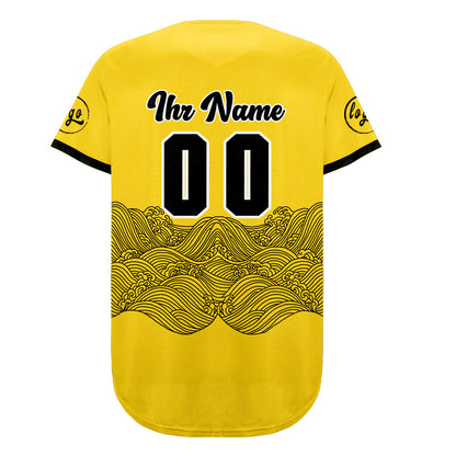 Benutzerdefiniert Gelb Schwarz Personalisierter Baseball Jersey mit Farbverlauf Team Uniform mit Namen und Nummer