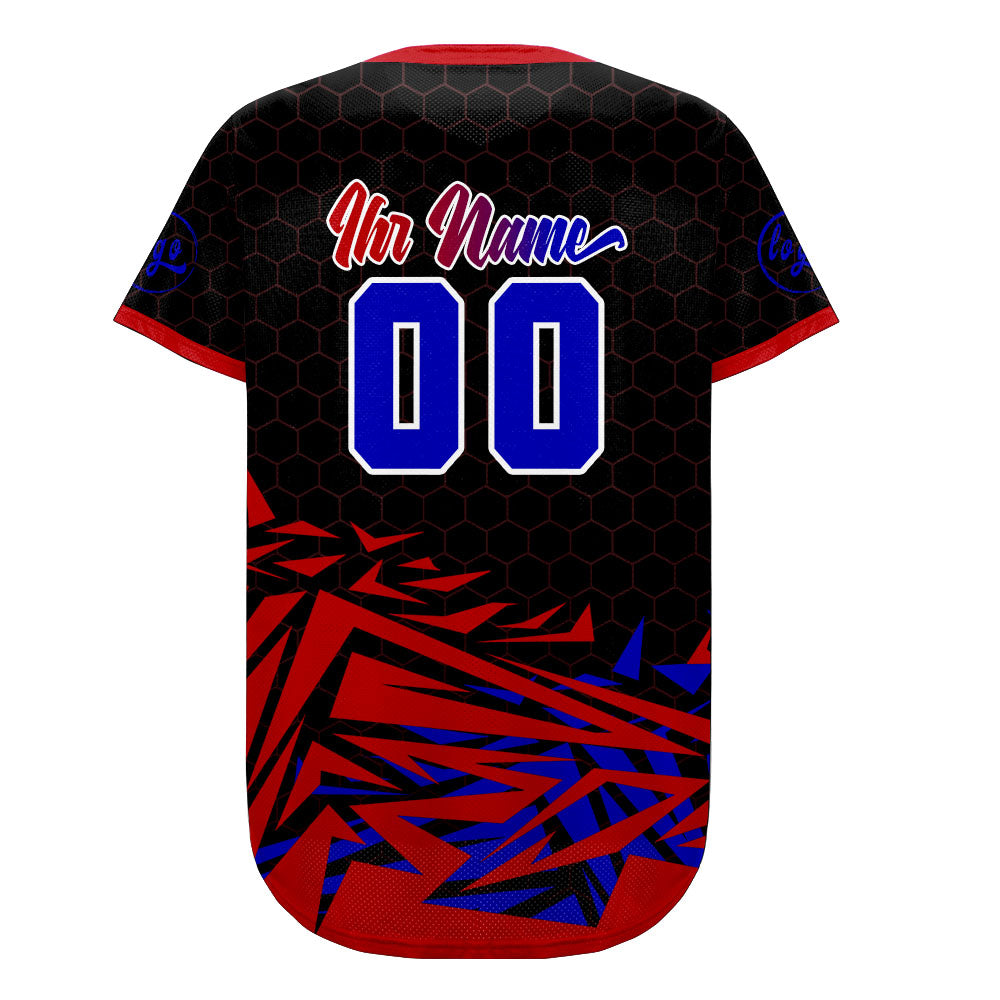 Benutzerdefiniert Rot Blau Personalisierter Baseball Jersey mit Farbverlauf Team Uniform mit Namen und Nummer