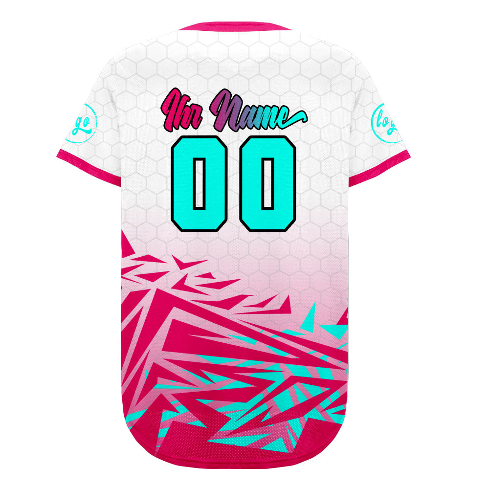 Benutzerdefiniert Rosa Cyan Personalisierter Baseball Jersey mit Farbverlauf Team Uniform mit Namen und Nummer