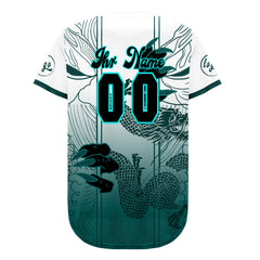 Benutzerdefiniert Weiß Cyan Personalisierter Baseball Jersey mit Farbverlauf Team Uniform mit Namen und Nummer