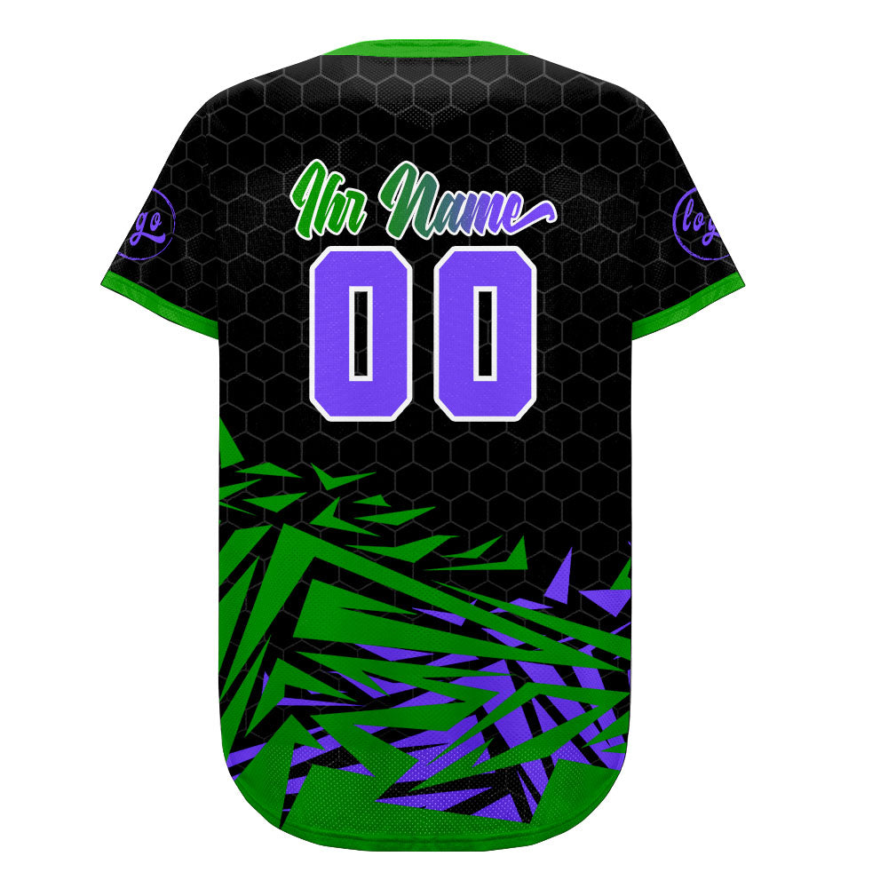 Benutzerdefiniert Schwarz Grün Personalisierter Baseball Jersey mit Farbverlauf Team Uniform mit Namen und Nummer