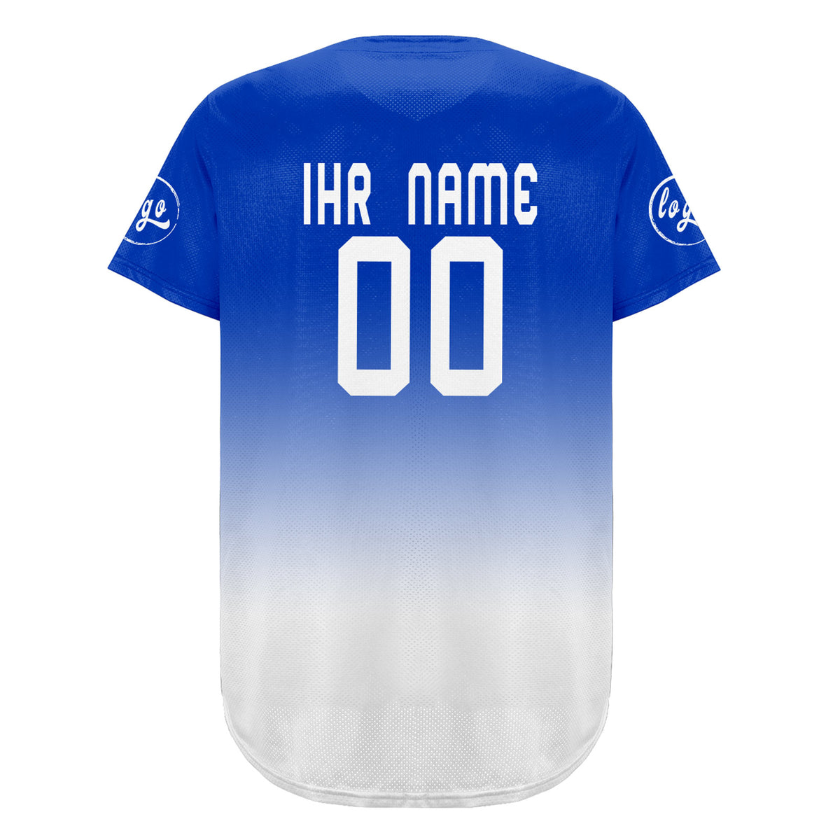 Benutzerdefiniert Weiß Blau Personalisierter Baseball Jersey mit Farbverlauf Team Uniform mit Namen und Nummer