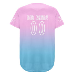 Benutzerdefiniert Rosa Blau Personalisierter Baseball Jersey mit Farbverlauf Team Uniform mit Namen und Nummer