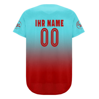 Benutzerdefiniert Blau Rot Personalisierter Baseball Jersey mit Farbverlauf Team Uniform mit Namen und Nummer