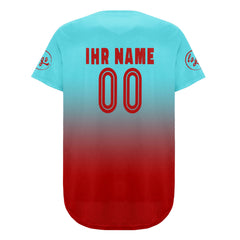 Benutzerdefiniert Blau Rot Personalisierter Baseball Jersey mit Farbverlauf Team Uniform mit Namen und Nummer