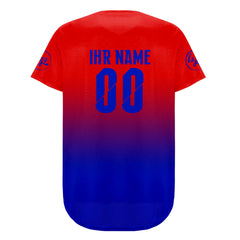 Benutzerdefiniert Rot Blau Personalisierter Baseball Jersey mit Farbverlauf Team Uniform mit Namen und Nummer