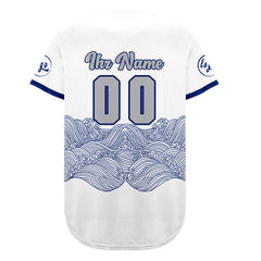 Benutzerdefiniert Weiß Blau Personalisierter Baseball Jersey mit Farbverlauf Team Uniform mit Namen und Nummer
