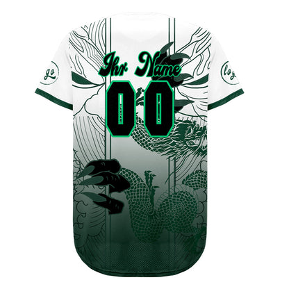 Benutzerdefiniert Grün Weiß Personalisierter Baseball Jersey mit Farbverlauf Team Uniform mit Namen und Nummer