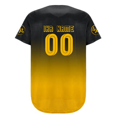 Benutzerdefiniert Schwarz Gelb Personalisierter Baseball Jersey mit Farbverlauf Team Uniform mit Namen und Nummer