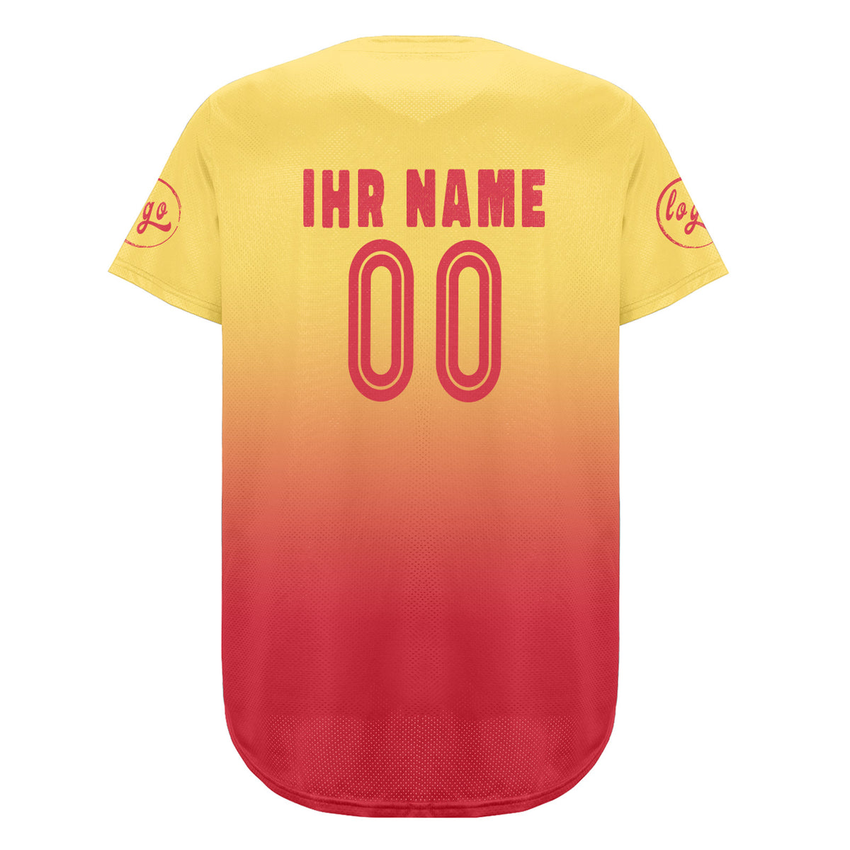 Benutzerdefiniert Gelb Lichtrot Personalisierter Baseball Jersey mit Farbverlauf Team Uniform mit Namen und Nummer