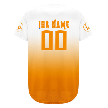 Benutzerdefiniert Weiß Orange Personalisierter Baseball Jersey mit Farbverlauf Team Uniform mit Namen und Nummer
