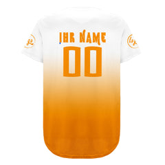 Benutzerdefiniert Weiß Orange Personalisierter Baseball Jersey mit Farbverlauf Team Uniform mit Namen und Nummer