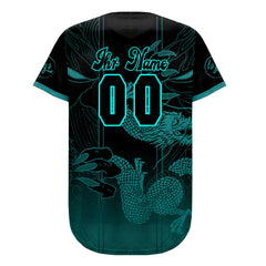 Benutzerdefiniert Schwarz Cyan Personalisierter Baseball Jersey mit Farbverlauf Team Uniform mit Namen und Nummer