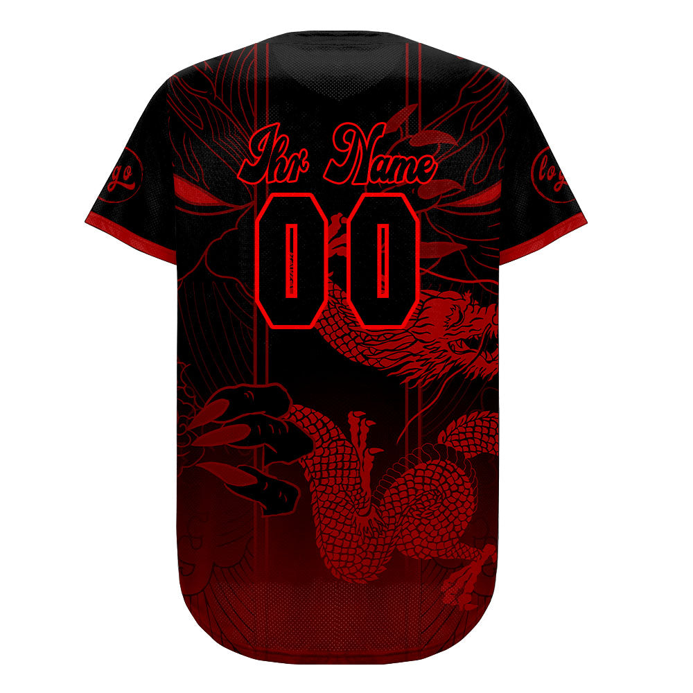 Benutzerdefiniert Rot Schwarz Personalisierter Baseball Jersey mit Farbverlauf Team Uniform mit Namen und Nummer