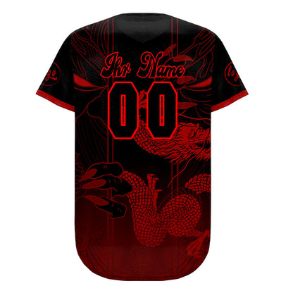 Benutzerdefiniert Rot Schwarz Personalisierter Baseball Jersey mit Farbverlauf Team Uniform mit Namen und Nummer