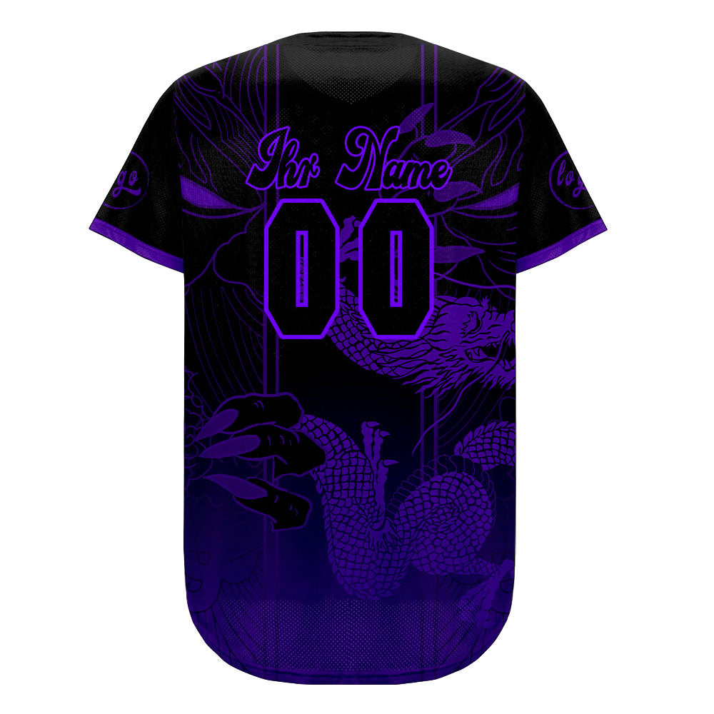 Benutzerdefiniert Schwarz Lila Personalisierter Baseball Jersey mit Farbverlauf Team Uniform mit Namen und Nummer