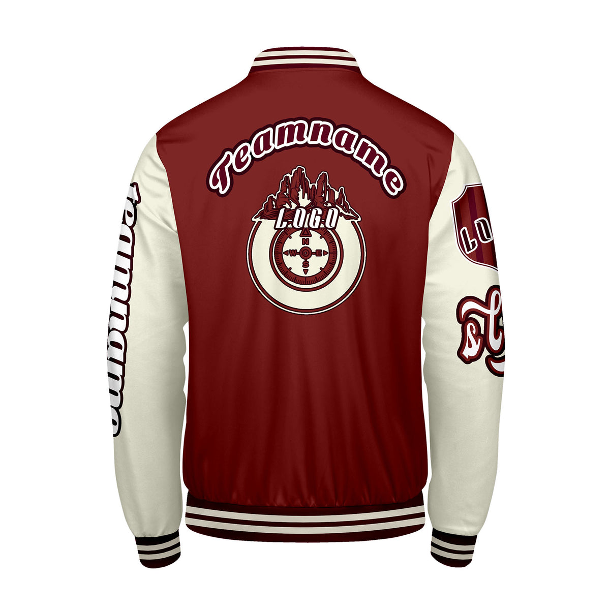 Maßgeschneiderte Rot Weiß Letterman Varsity Jacket Individuelle Stickerei  Druck nach Ihrem Wunsch