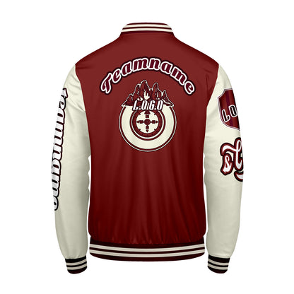 Maßgeschneiderte Rot Weiß Letterman Varsity Jacket Individuelle Stickerei  Druck nach Ihrem Wunsch