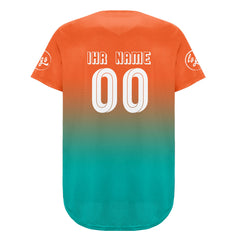 Benutzerdefiniert Orange Cyan Personalisierter Baseball Jersey mit Farbverlauf Team Uniform mit Namen und Nummer