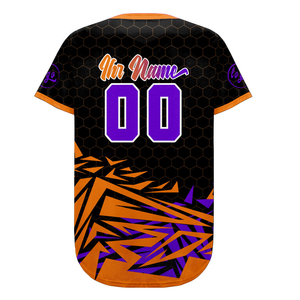 Benutzerdefiniert Orange Lila Personalisierter Baseball Jersey mit Farbverlauf Team Uniform mit Namen und Nummer