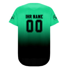 Benutzerdefiniert Grün Schwarz Personalisierter Baseball Jersey mit Farbverlauf Team Uniform mit Namen und Nummer