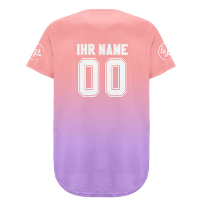 Benutzerdefiniert Rosa Lichtlila Personalisierter Baseball Jersey mit Farbverlauf Team Uniform mit Namen und Nummer