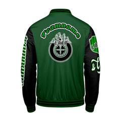 Maßgeschneiderte Grün Schwarz Letterman Varsity Jacket Individuelle Stickerei  Druck nach Ihrem Wunsch