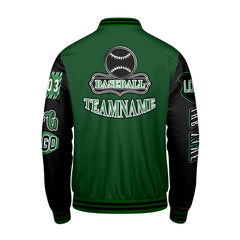 Maßgeschneiderte Grün Schwarz Letterman Varsity Jacket Individuelle Stickerei  Druck nach Ihrem Wunsch