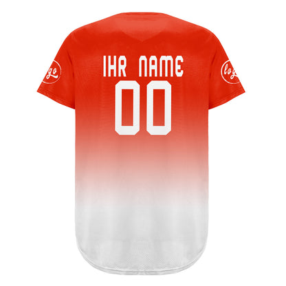 Benutzerdefiniert Hellrot Weiß Personalisierter Baseball Jersey mit Farbverlauf Team Uniform mit Namen und Nummer