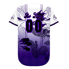 Benutzerdefiniert Weiß Lila Personalisierter Baseball Jersey mit Farbverlauf Team Uniform mit Namen und Nummer