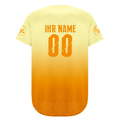 Benutzerdefiniert Hellgelb Orange Personalisierter Baseball Jersey mit Farbverlauf Team Uniform mit Namen und Nummer