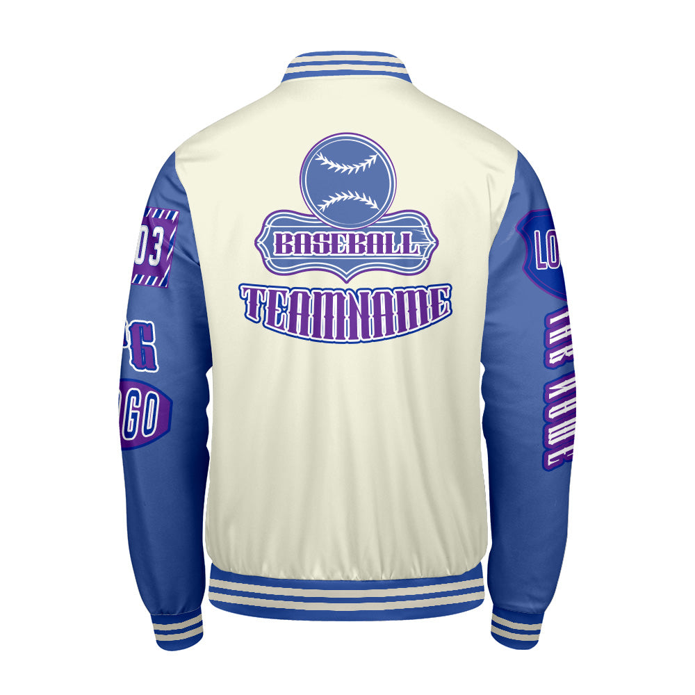 Maßgeschneiderte Rot Blau Lila Letterman Varsity Jacket Individuelle Stickerei  Druck nach Ihrem Wunsch