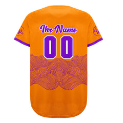 Benutzerdefiniert Orange Lila Personalisierter Baseball Jersey mit Farbverlauf Team Uniform mit Namen und Nummer