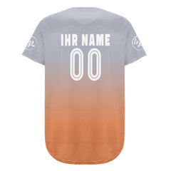 Benutzerdefiniert Hellgrau Hellorange Personalisierter Baseball Jersey mit Farbverlauf Team Uniform mit Namen und Nummer